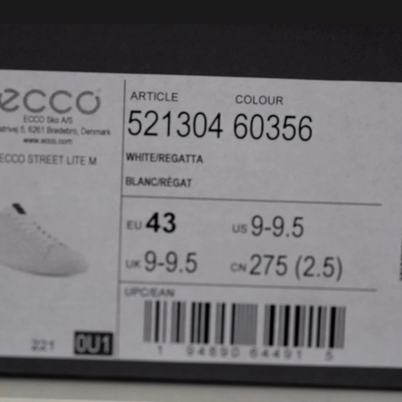 Mens Sneakers Athletic Shoes ECCO Street Lite Sneaker Leather White 9 9.5 EU 43 - Picture 5 of 5